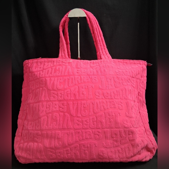 Victoria's Secret Pink Terry Cloth Weekender Zipper Tote Shoulder Bag - Picture 1 of 10